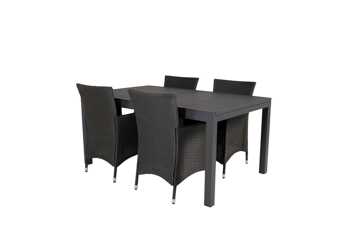 Venture Design Knick & Marbella Matstolar Svart + Matbord 160x100x75