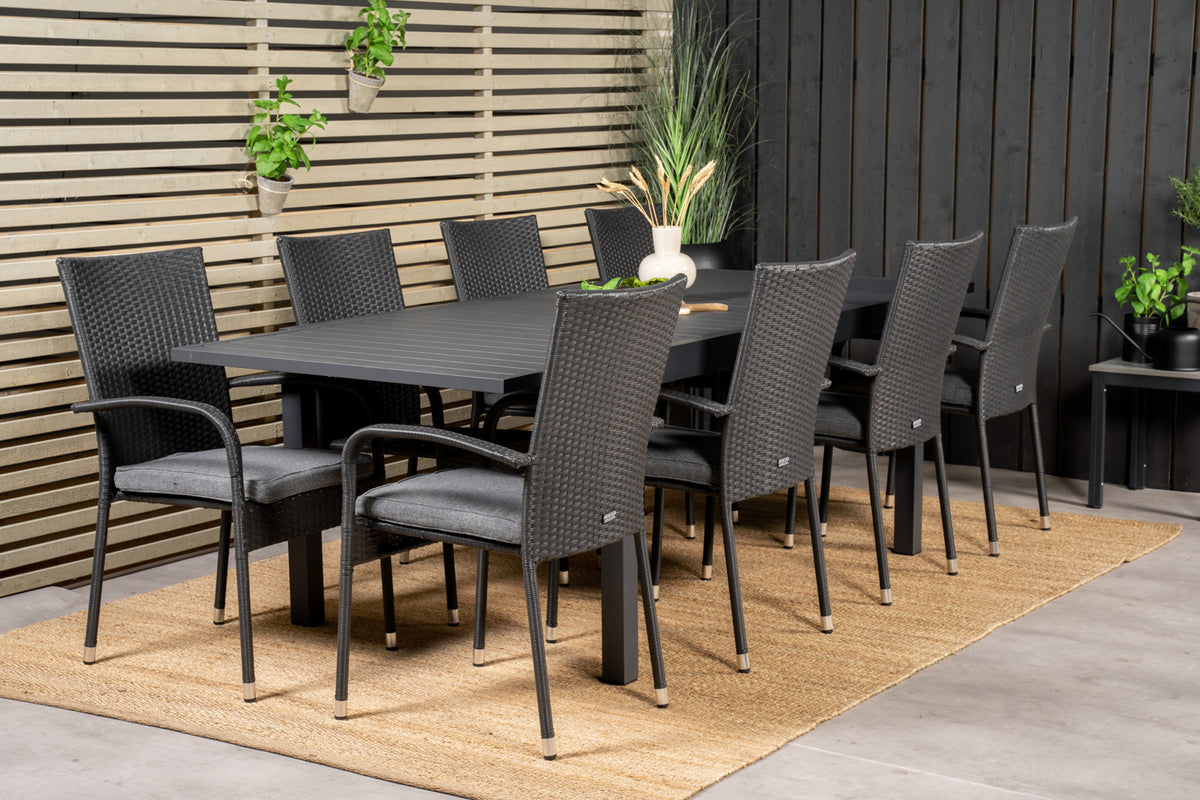 Venture Design Anna & Marbella Matstolar Svart + Matbord 160x100x75