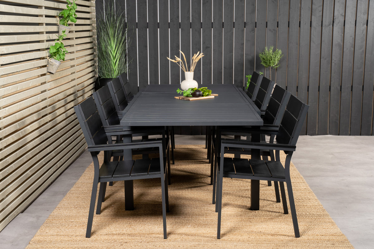 Venture Design Levels & Marbella Matstolar Svart + Matbord 240x100