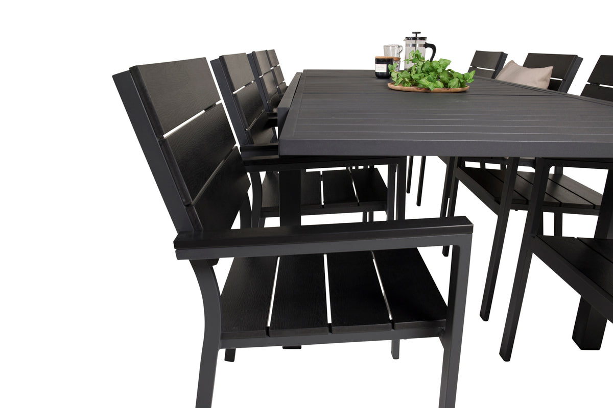 Venture Design Levels & Marbella Matstolar Svart + Matbord 240x100