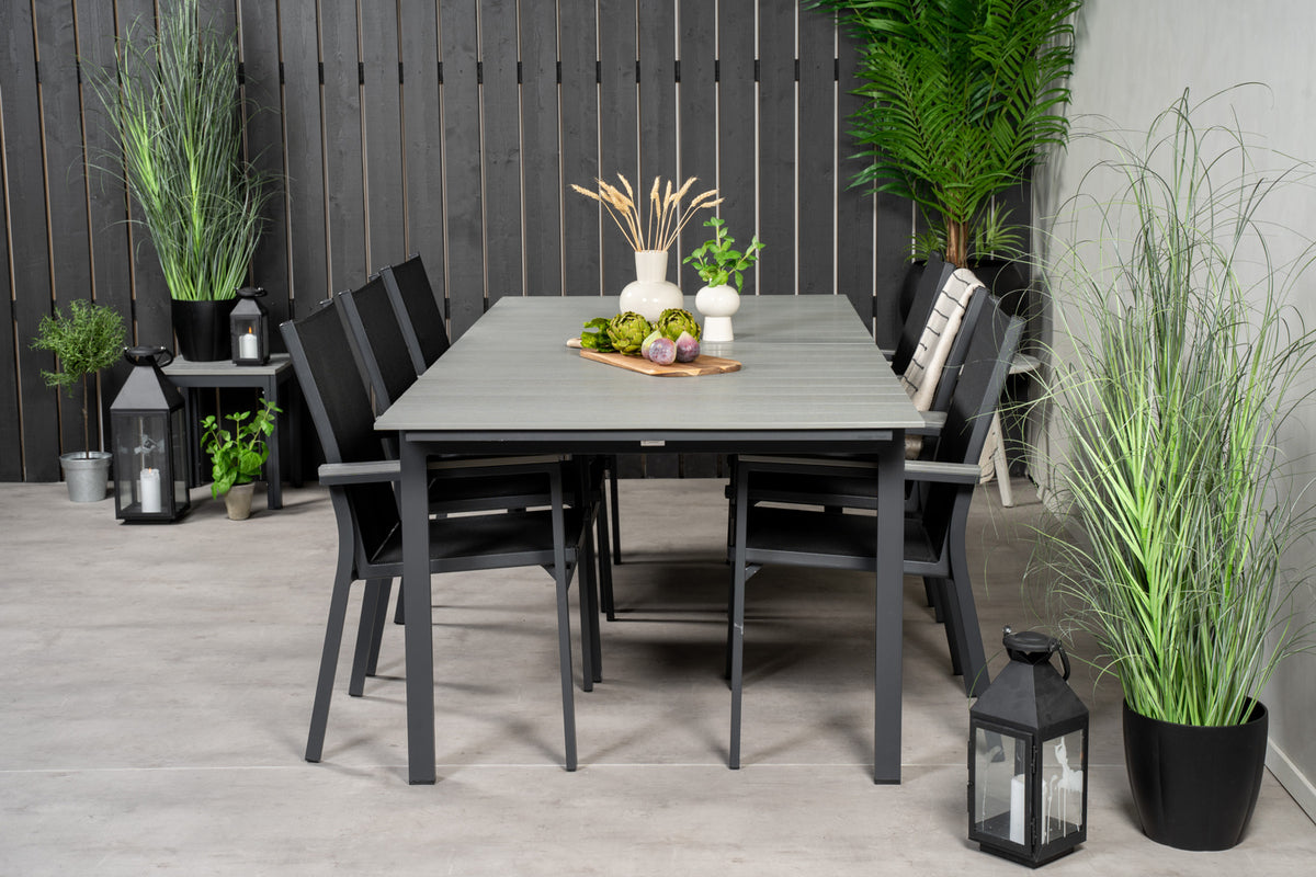 Venture Design Levels & Parma Matbord 224x100 + Matstolar Svart
