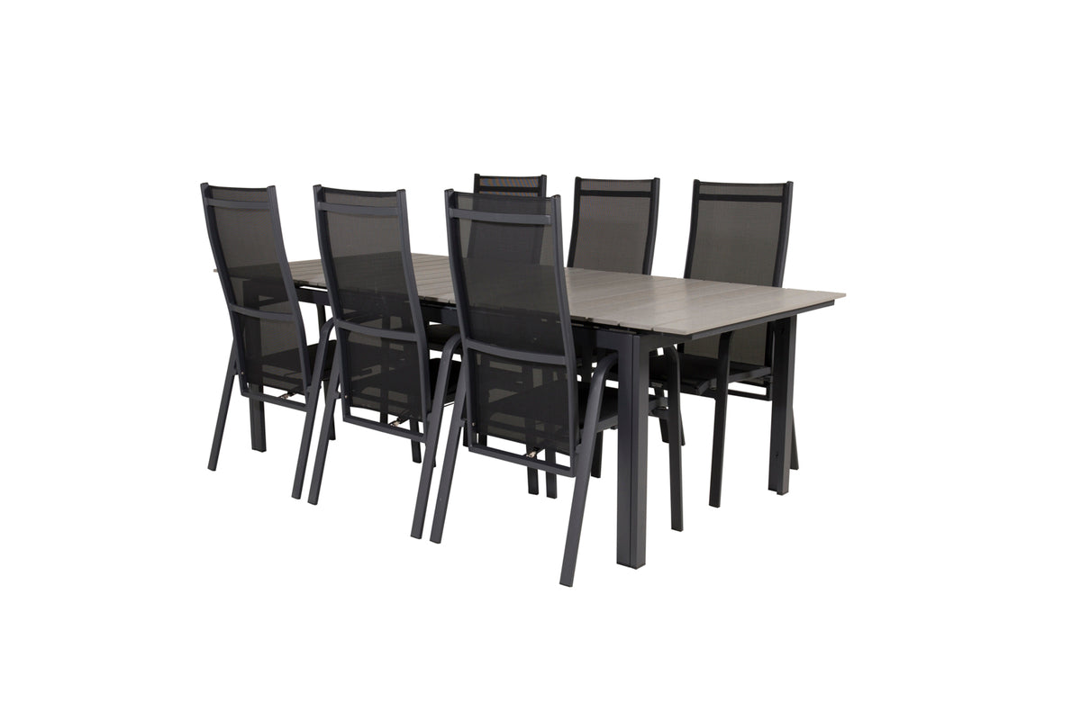 Venture Design Levels & Copacabana Matbord 229x100x75 + Reclinerstolar Svart