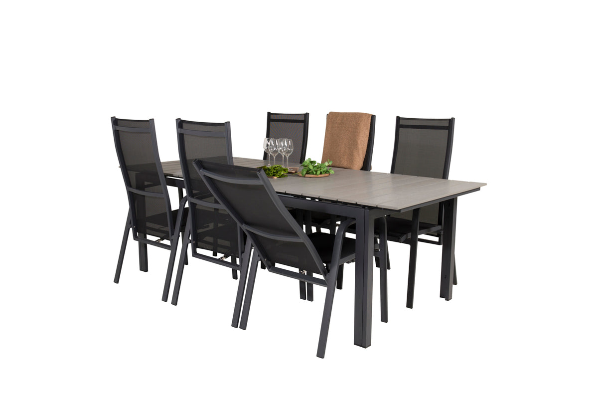 Venture Design Levels & Copacabana Matbord 229x100x75 + Reclinerstolar Svart