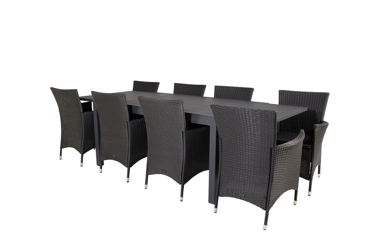 Venture Design Knick & Marbella Matstolar 2-pack Svart + Rektangulära Matbord 160 x 100 Svart