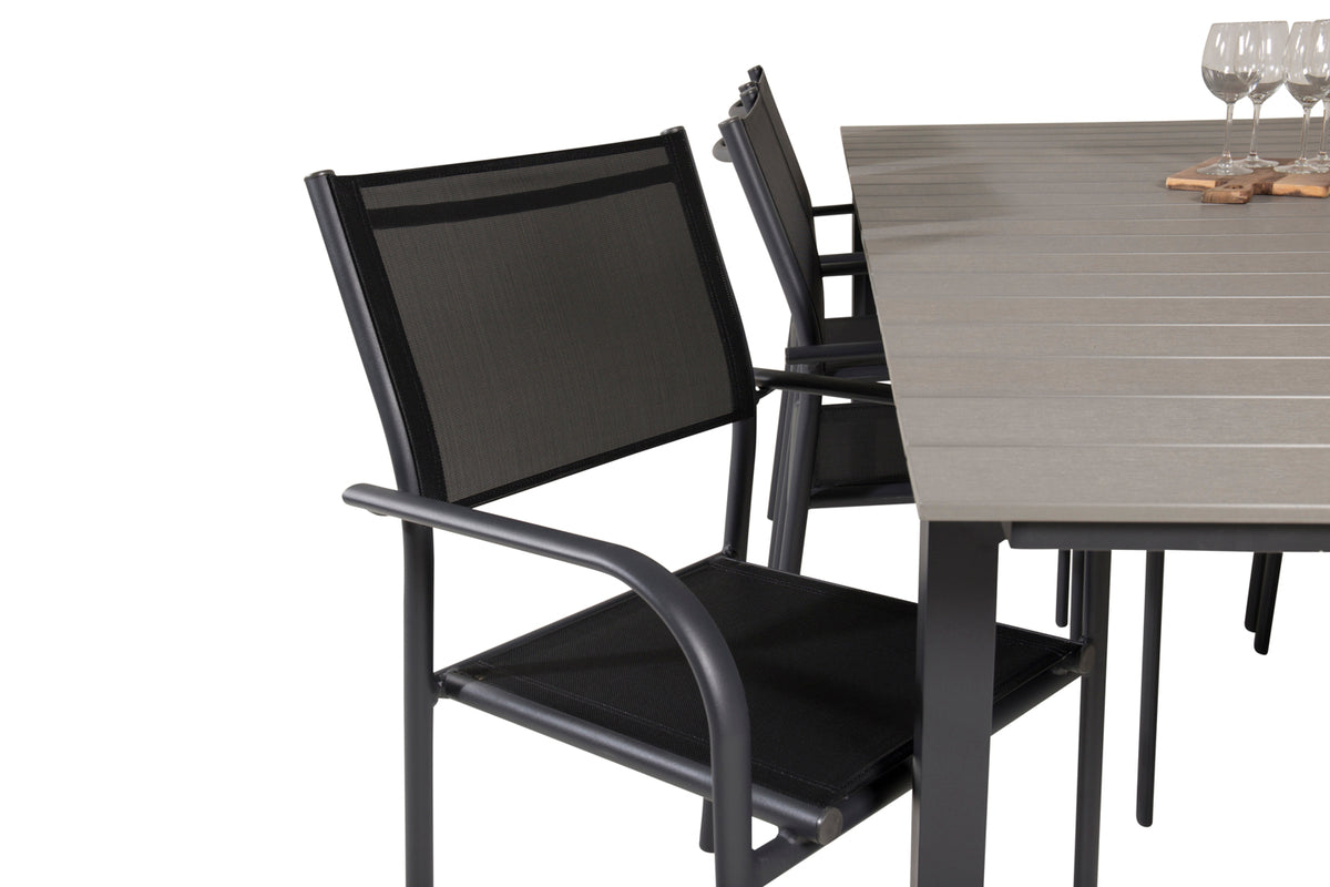 Venture Design Levels & Santorini Rektangulära Matbord 229 × 100 Svart + Matstolar 2-pack Svart