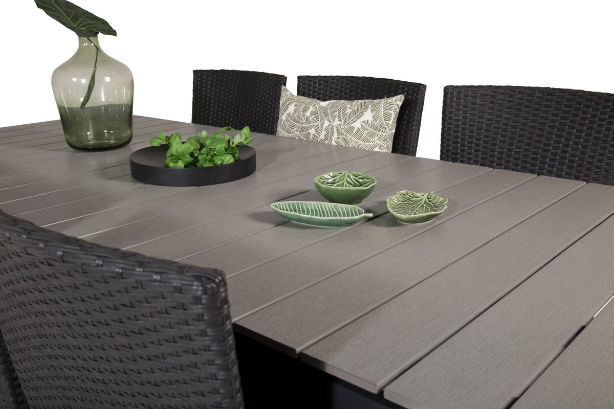 Venture Design Levels & Malin Matbord 229x100x75 + Matstolar Svart