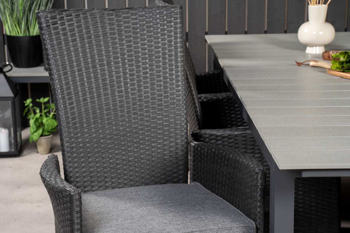Venture Design Levels & Padova Matbord 229x100x75 + Reclinerstolar Svart