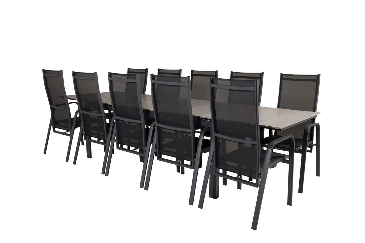 Venture Design Levels & Copacabana Matbord 229x100x75 + Reclinerstolar Svart