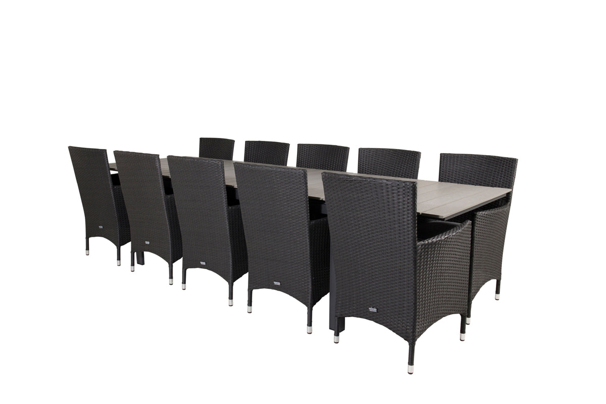 Venture Design Levels & Malin Matbord 229x100x75 + Matstolar Svart