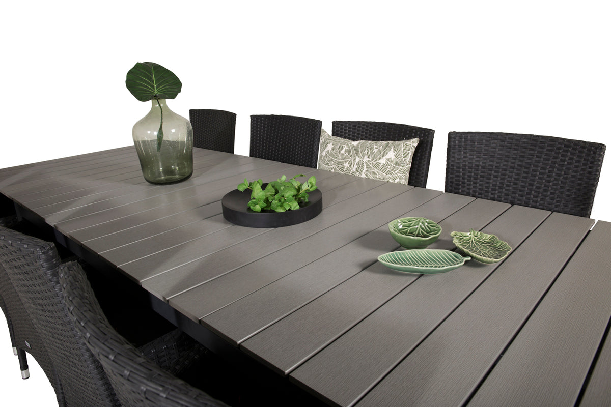 Venture Design Levels & Malin Matbord 229x100x75 + Matstolar Svart