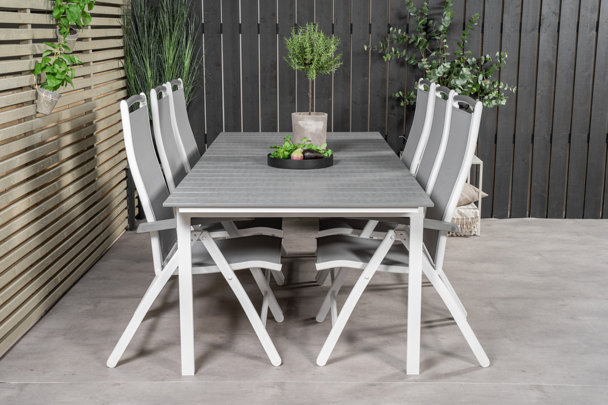 Venture Design Levels & Albany Matbord 229x100x75 + Positionsstolar Vit