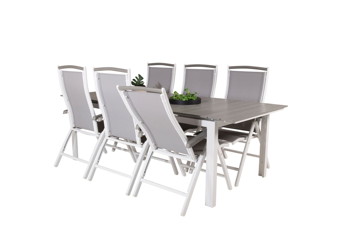 Venture Design Levels & Albany Matbord 229x100x75 + Positionsstolar Vit