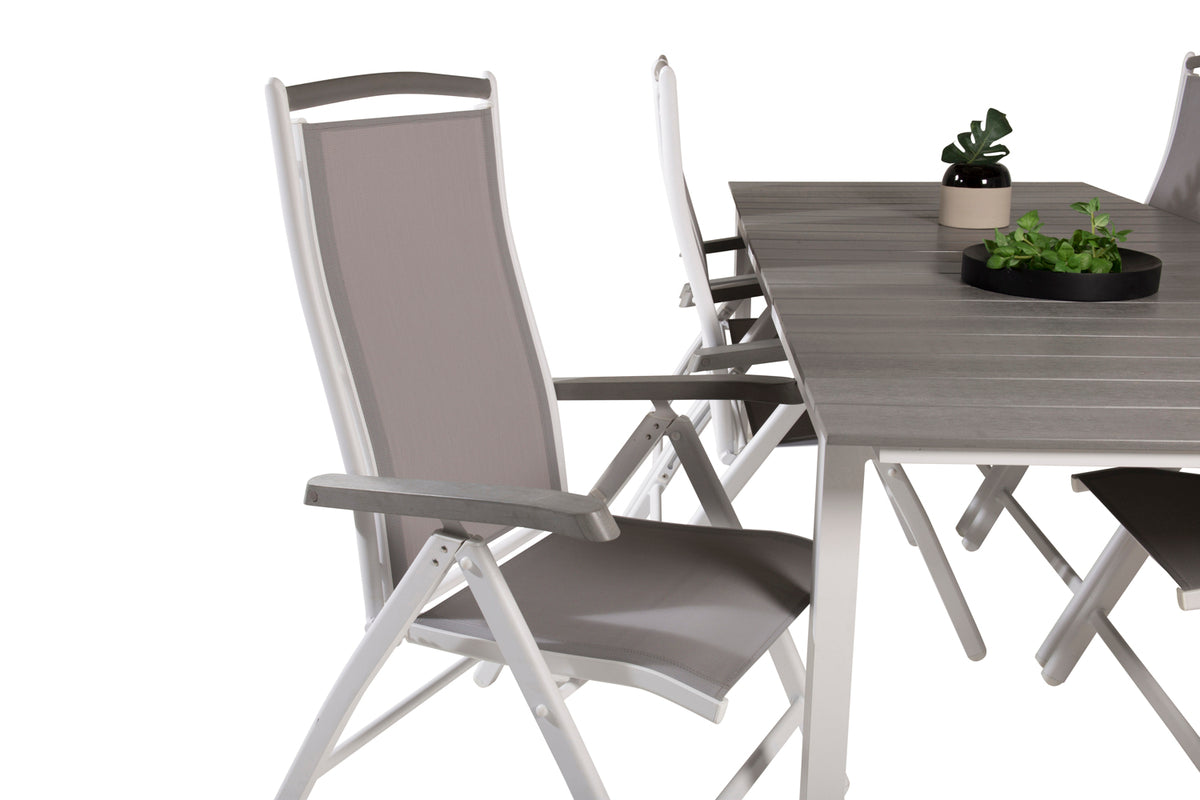 Venture Design Levels & Albany Matbord 229x100x75 + Positionsstolar Vit