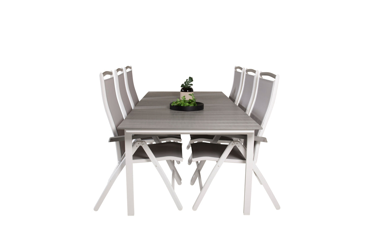 Venture Design Levels & Albany Matbord 229x100x75 + Positionsstolar Vit