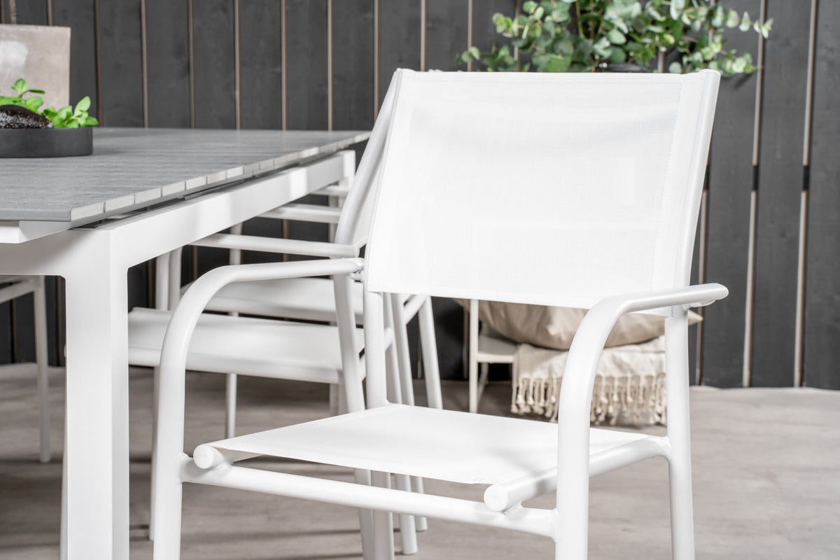 Venture Design Levels & Santorini Matbord 229x100x75 + Matstolar Vit
