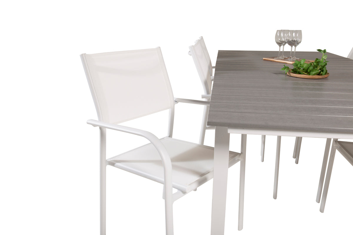 Venture Design Levels & Santorini Matbord 229x100x75 + Matstolar Vit