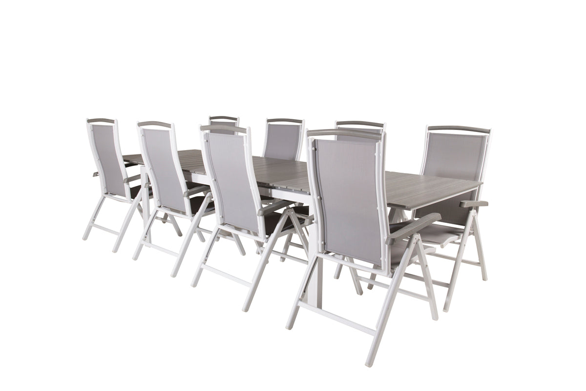 Venture Design Levels & Albany Matbord 229x100x75 + Positionsstolar Vit