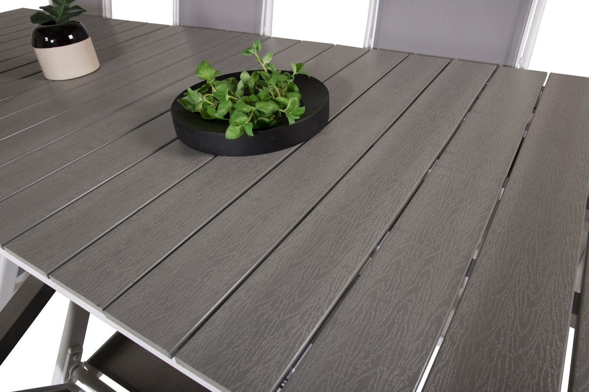 Venture Design Levels & Albany Matbord 229x100x75 + Positionsstolar Vit