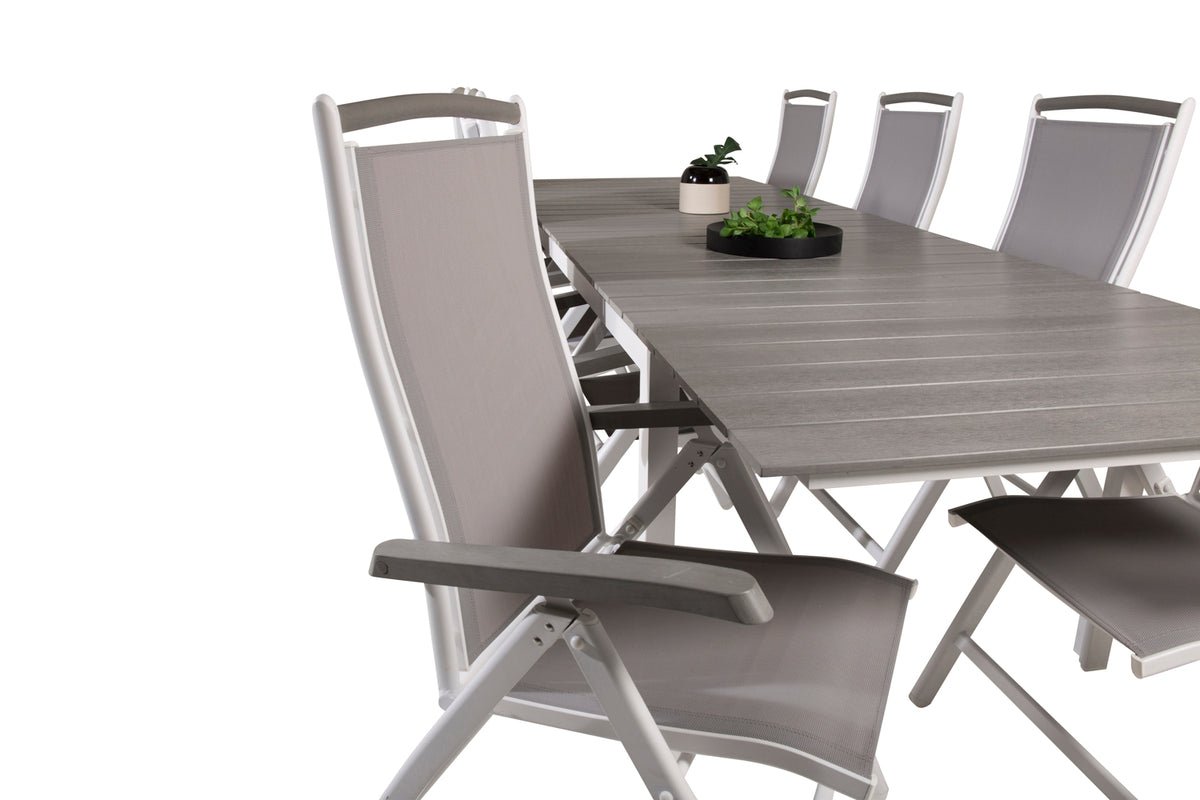 Venture Design Levels & Albany Matbord 229x100x75 + Positionsstolar Vit