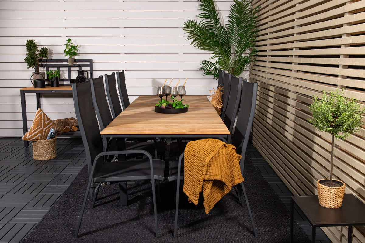 Venture Design Copacabana & Mexico Reclinerstolar Svart + Matbord 90x180/240