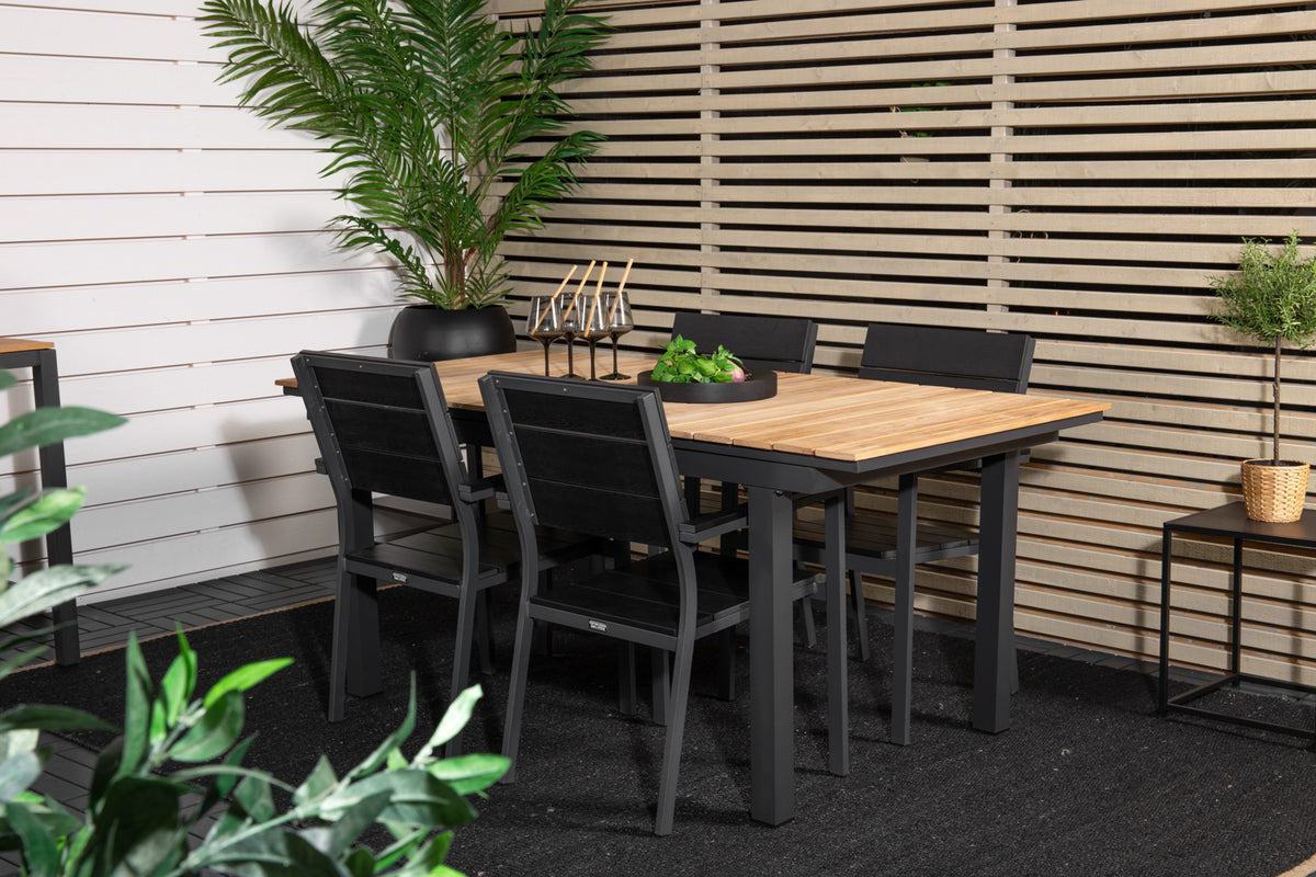 Venture Design Levels & Mexico Matstolar Svart + Matbord 160 x 90