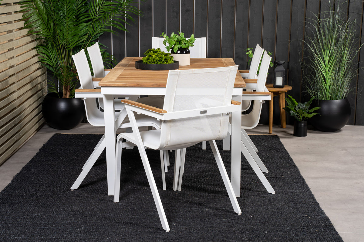Venture Design Mexico & Panama Matstolar 6-pack Vit + Rektangulära Matbord 160 x 90 Vit