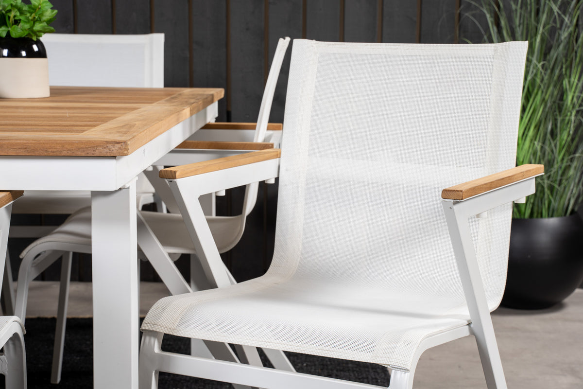Venture Design Mexico & Panama Matstolar 6-pack Vit + Rektangulära Matbord 160 x 90 Vit