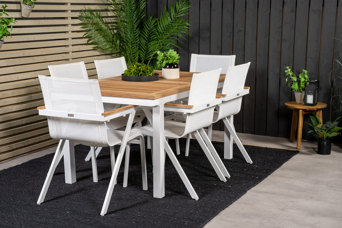 Venture Design Mexico & Panama Matstolar 6-pack Vit + Rektangulära Matbord 160 x 90 Vit