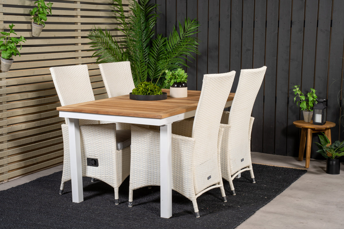 Venture Design Padova & Panama Reclinerstolar Vit + Matbord 160 x 90