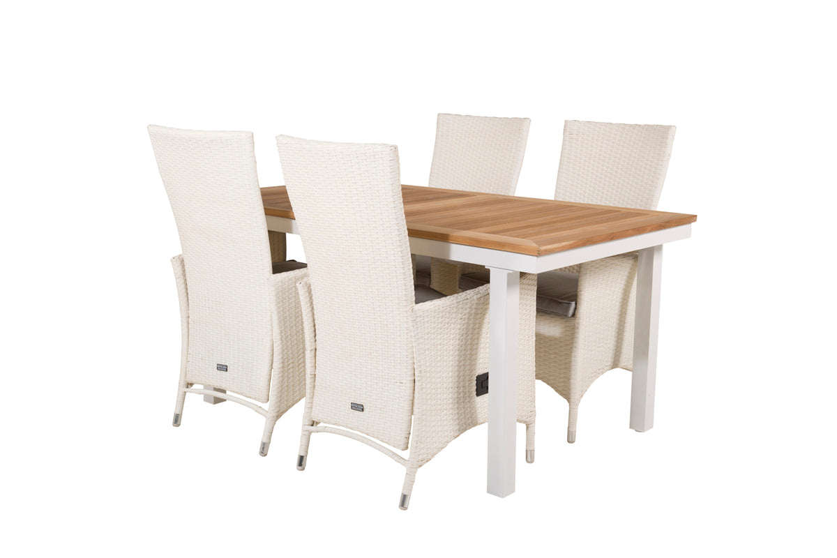 Venture Design Padova & Panama Reclinerstolar Vit + Matbord 160 x 90