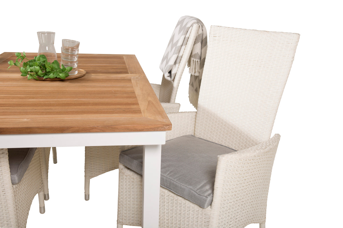 Venture Design Padova & Panama Reclinerstolar Vit + Matbord 160 x 90