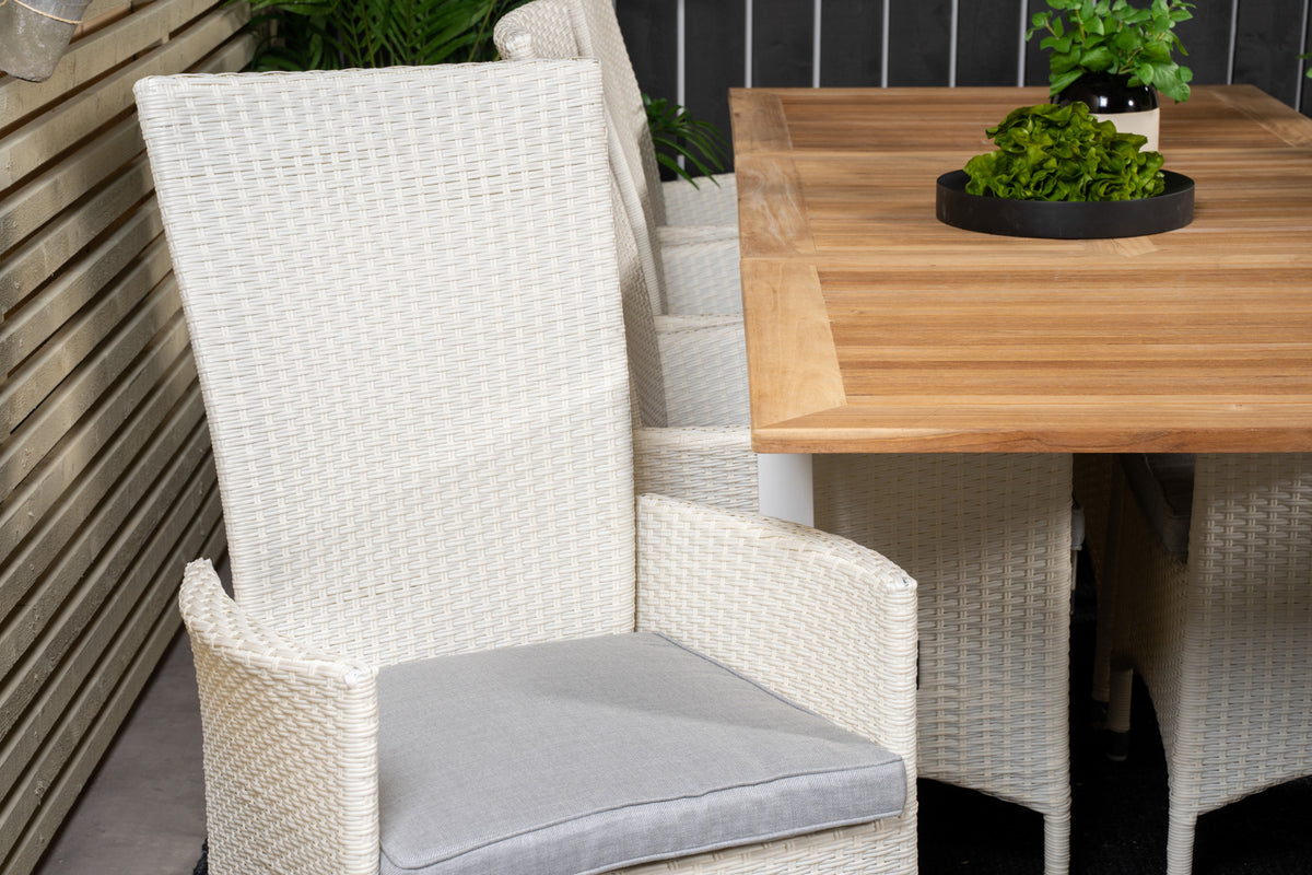 Venture Design Padova & Panama Reclinerstolar Vit + Rektangulära Matbord 160x90x75 Vit
