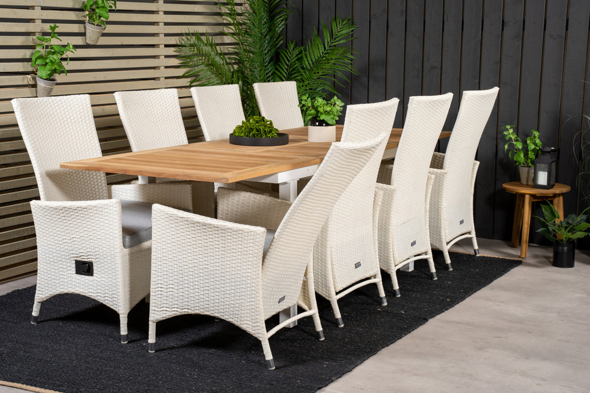 Venture Design Padova & Panama Reclinerstolar Vit + Rektangulära Matbord 160x90x75 Vit