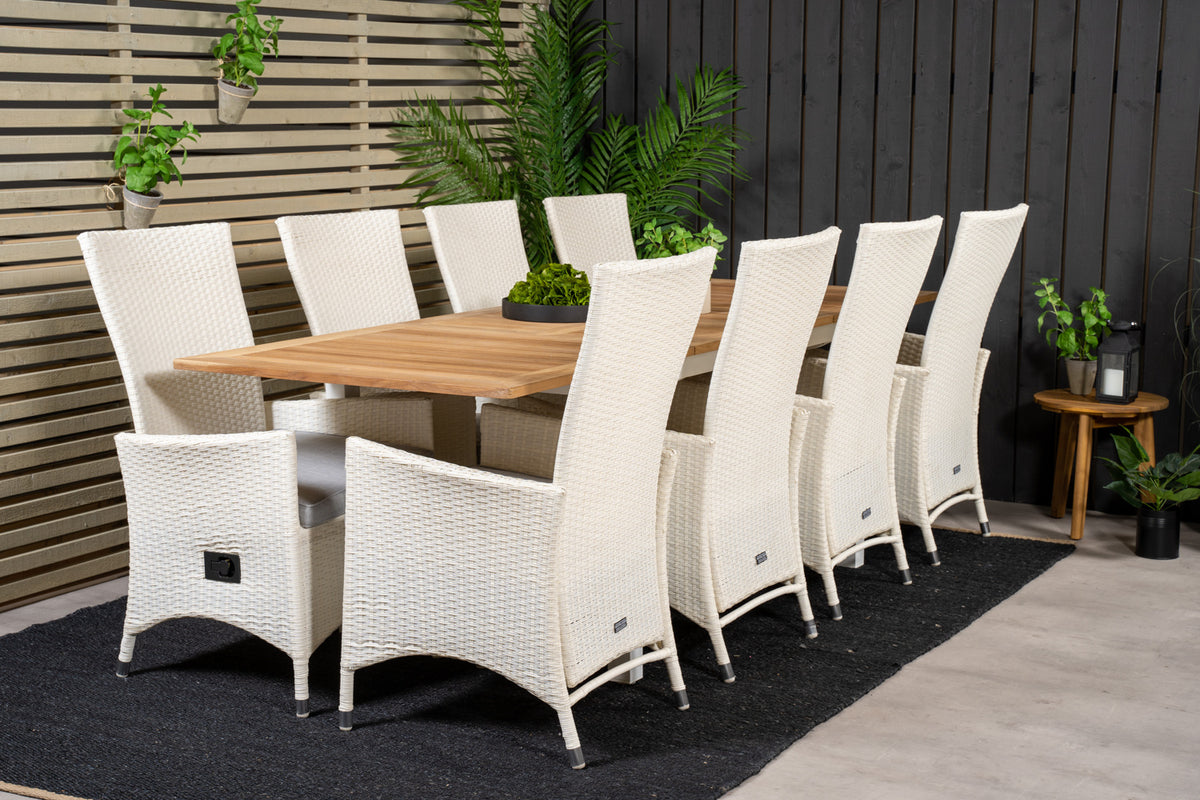 Venture Design Padova & Panama Reclinerstolar Vit + Rektangulära Matbord 160x90x75 Vit