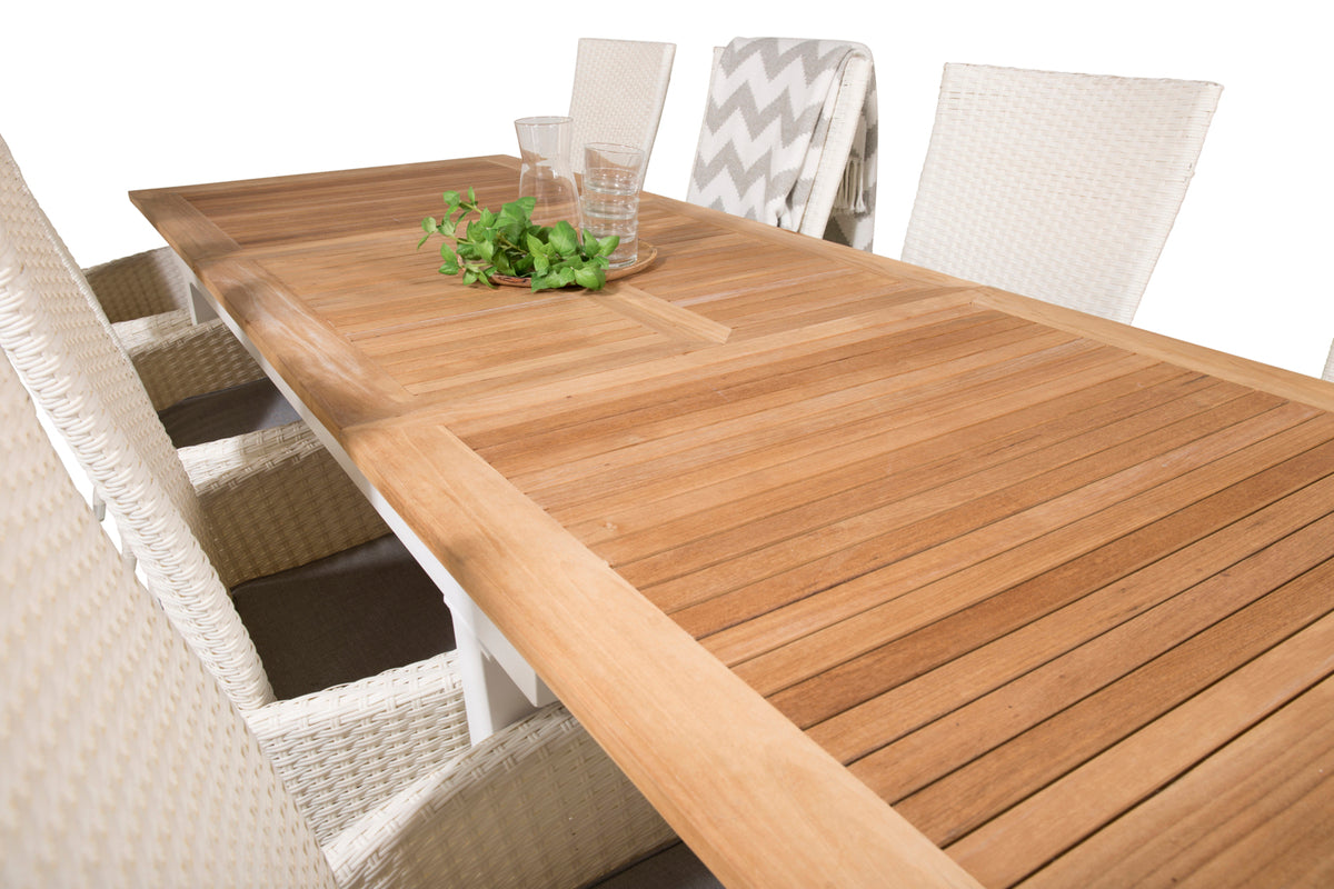 Venture Design Padova & Panama Reclinerstolar Vit + Rektangulära Matbord 160x90x75 Vit