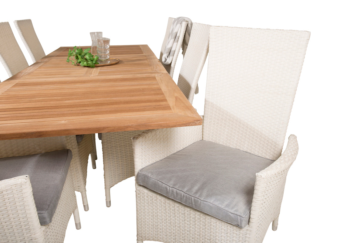 Venture Design Padova & Panama Reclinerstolar Vit + Rektangulära Matbord 160x90x75 Vit