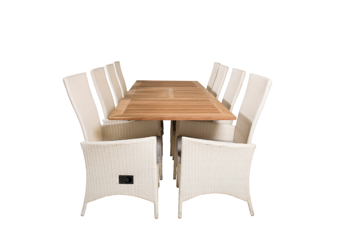 Venture Design Padova & Panama Reclinerstolar Vit + Rektangulära Matbord 160x90x75 Vit