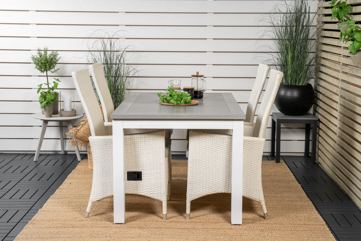Venture Design Albany & Padova Matbord 152x90 + Reclinerstolar Vit