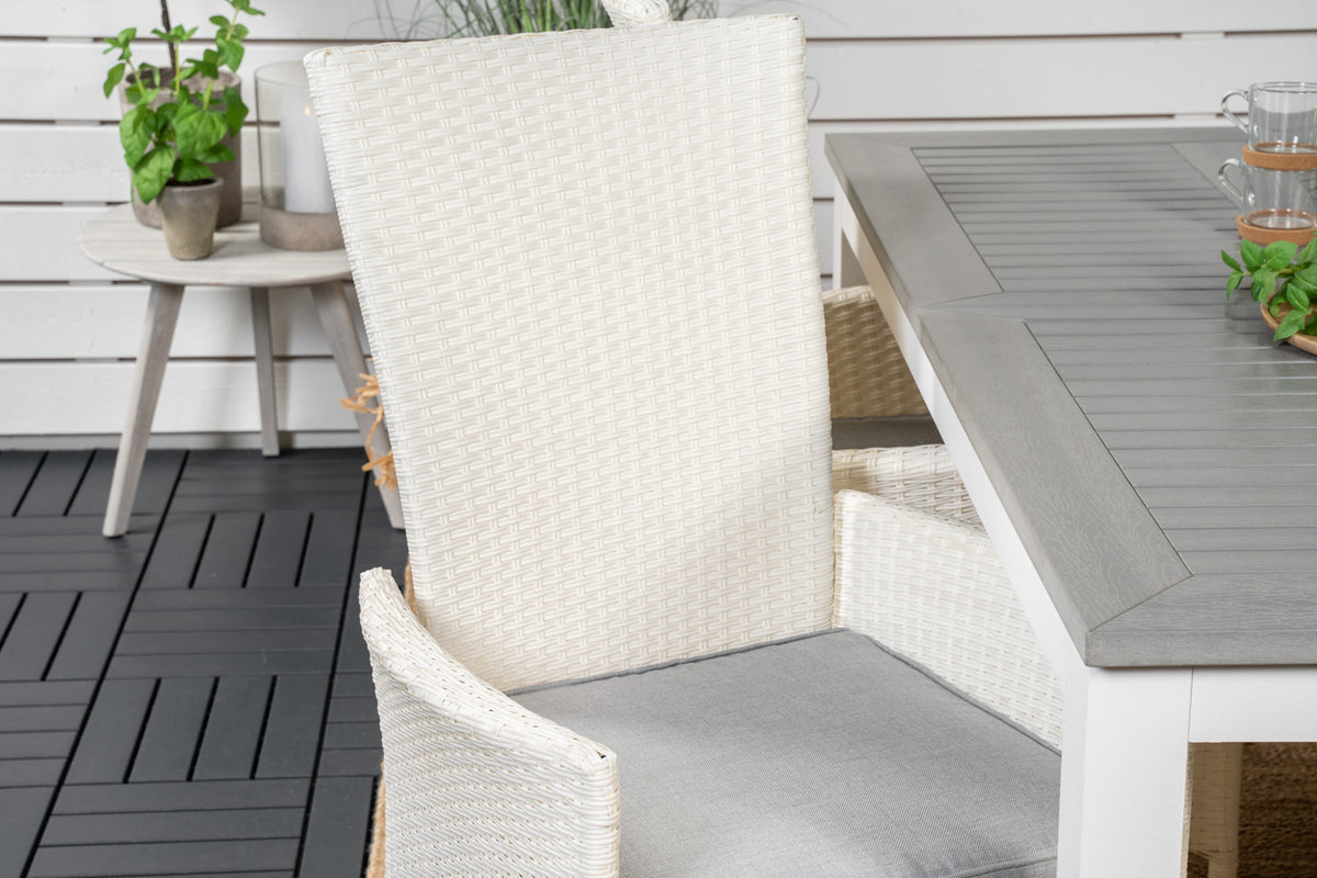 Venture Design Albany & Padova Matbord 152x90 + Reclinerstolar Vit