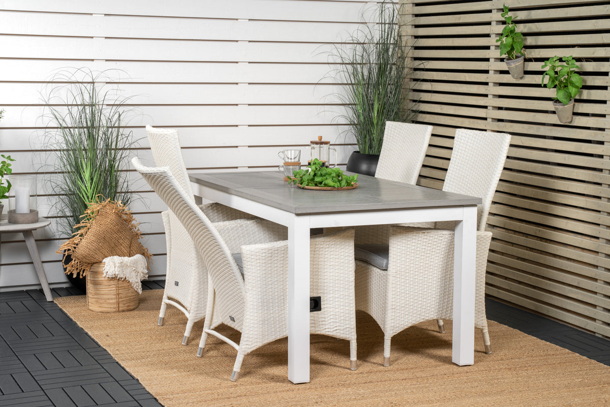 Venture Design Albany & Padova Matbord 152x90 + Reclinerstolar Vit