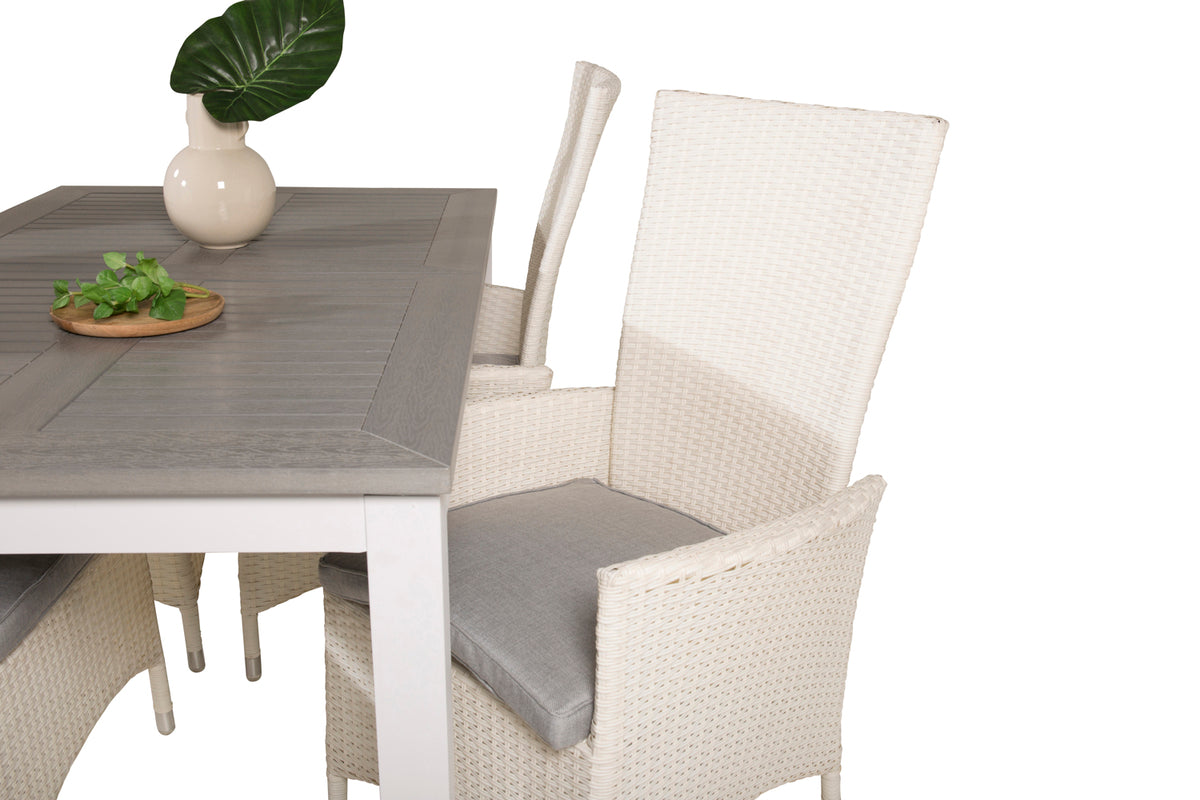 Venture Design Albany & Padova Matbord 152x90 + Reclinerstolar Vit