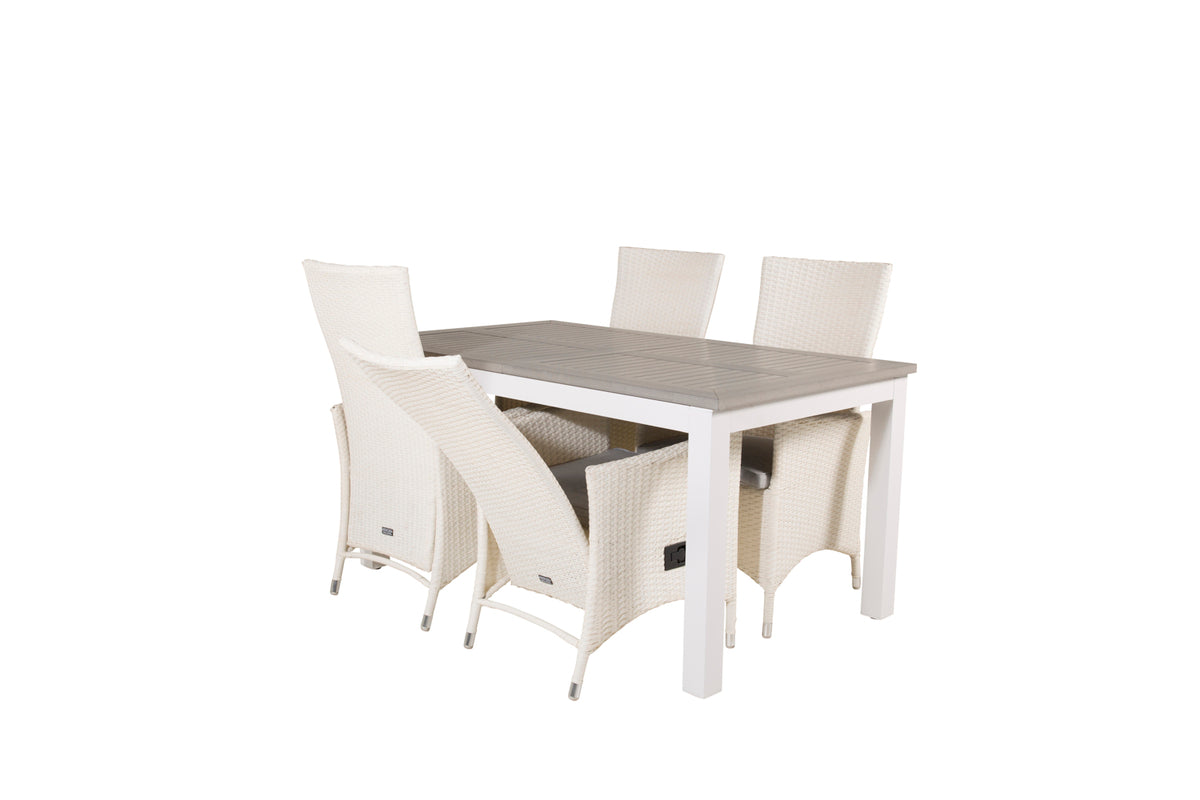 Venture Design Albany & Padova Matbord 152x90 + Reclinerstolar Vit