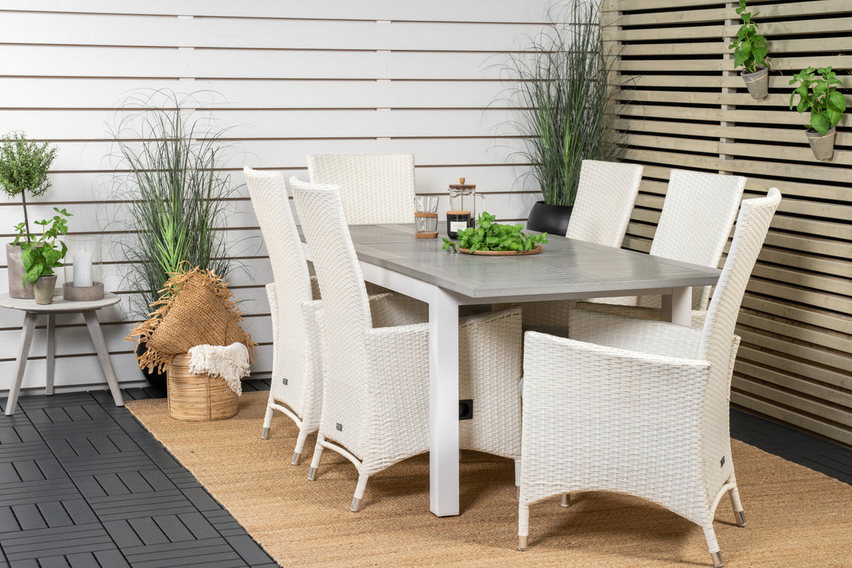 Venture Design Albany & Padova Matbord 152x90 + Reclinerstolar Vit