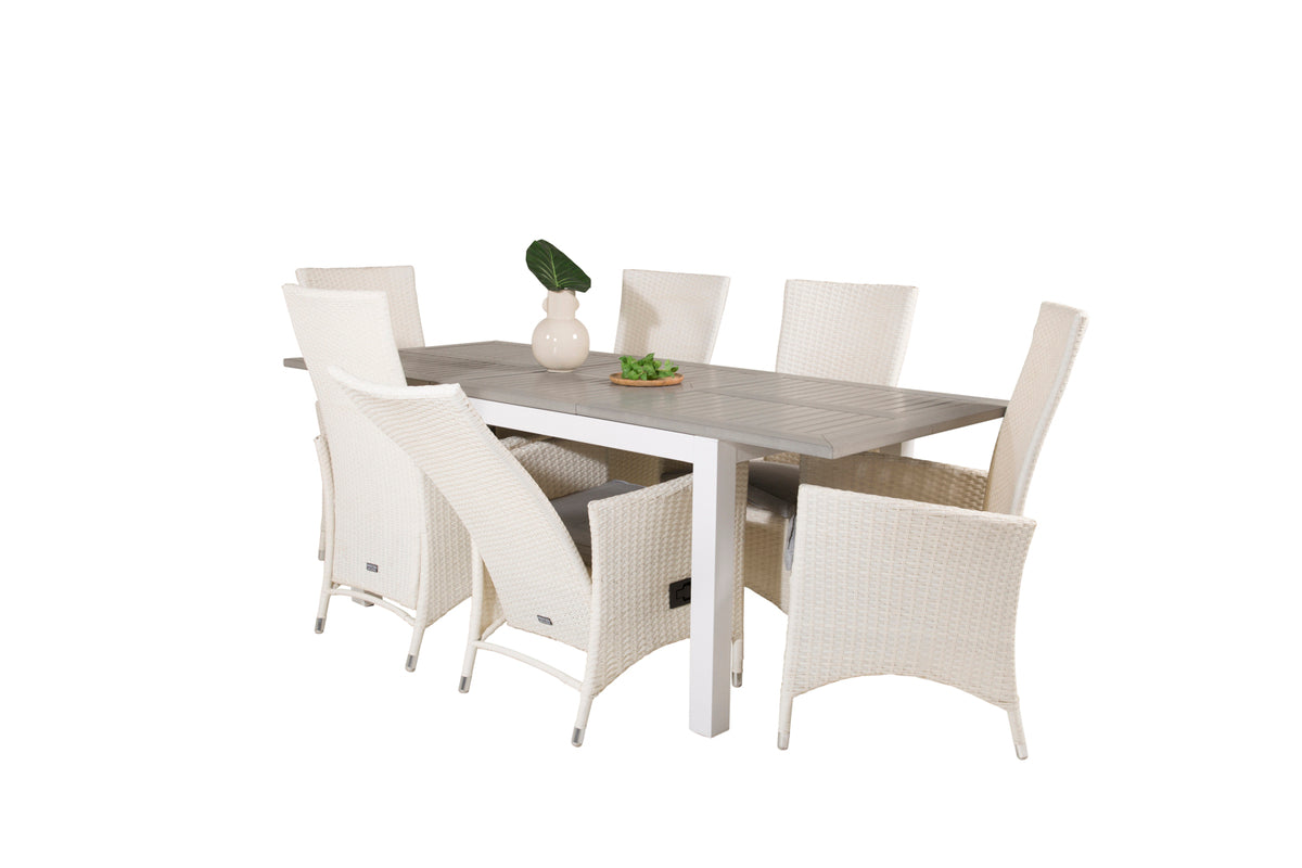 Venture Design Albany & Padova Matbord 152x90 + Reclinerstolar Vit