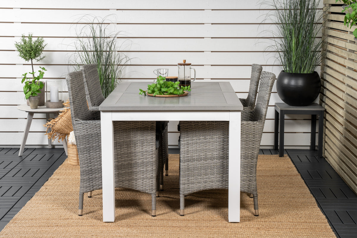 Venture Design Albany & Malin Matbord 152x90 + Matstolar Grå
