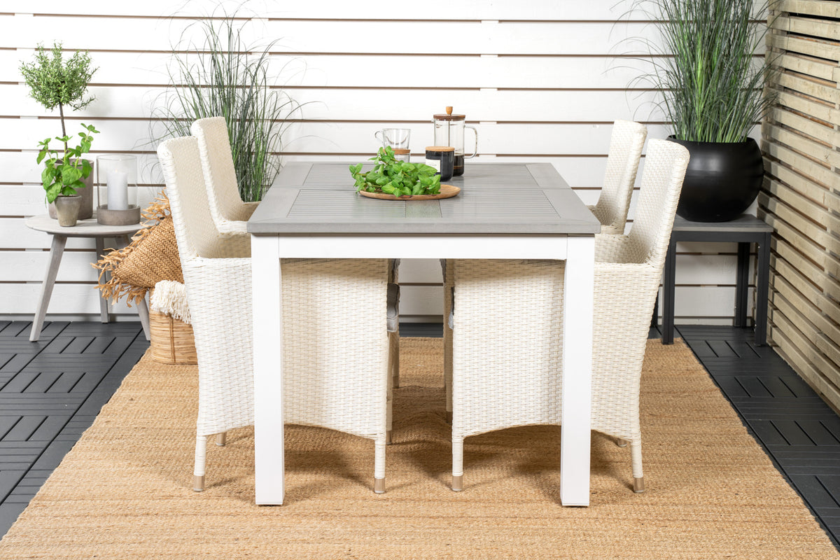 Venture Design Albany & Malin Matbord 152x90 + Matstolar Vit