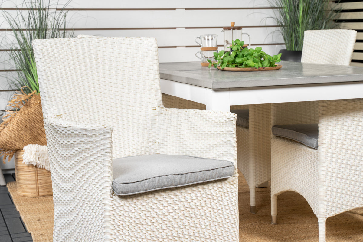 Venture Design Albany & Malin Matbord 152x90 + Matstolar Vit