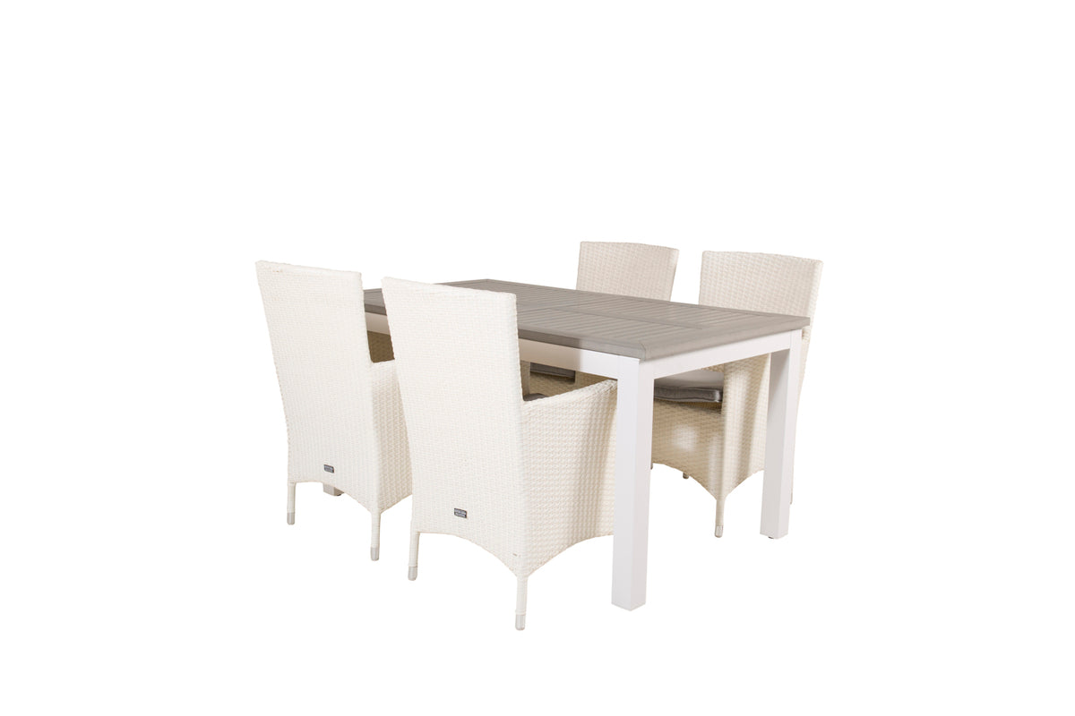 Venture Design Albany & Malin Matbord 152x90 + Matstolar Vit