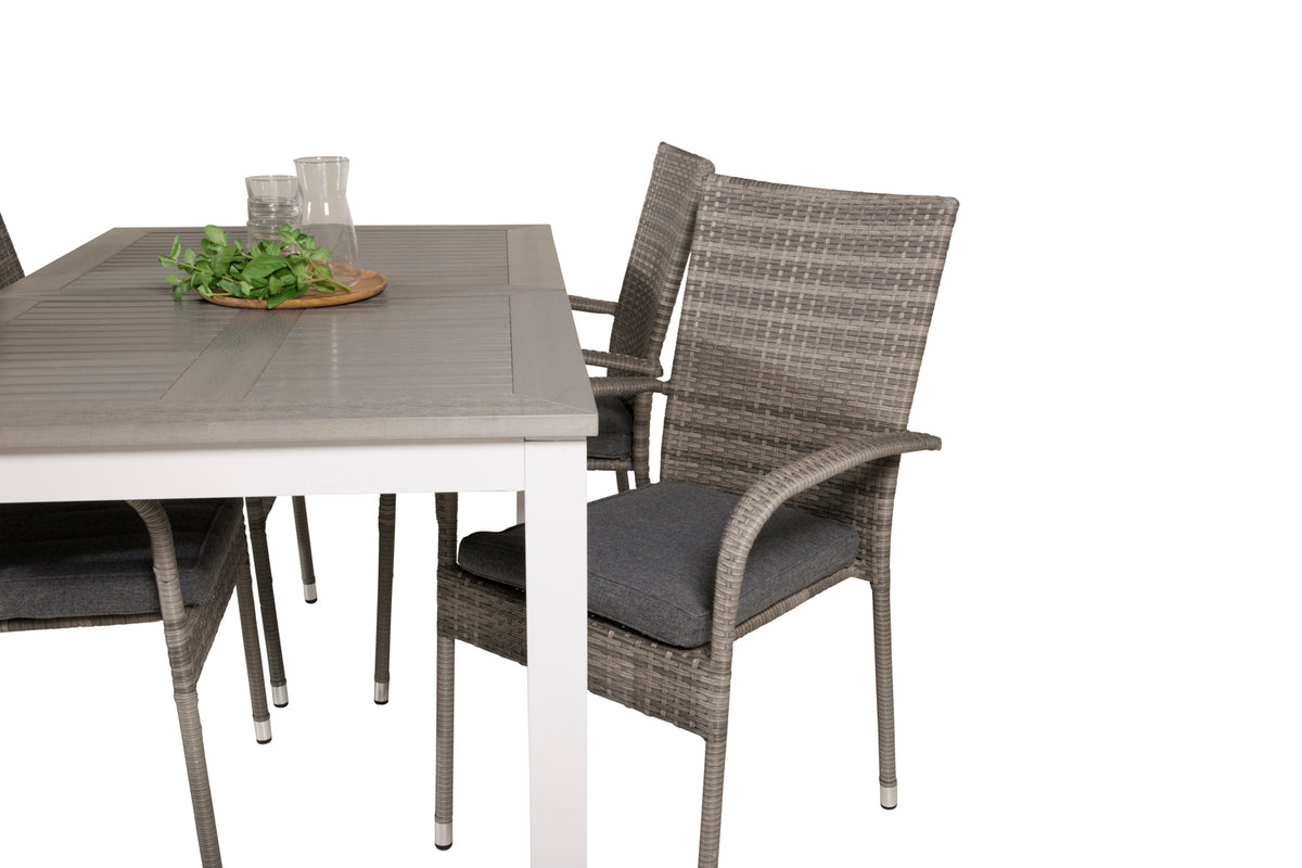 Venture Design Albany & Anna Matbord 152x90 + Matstolar Grå