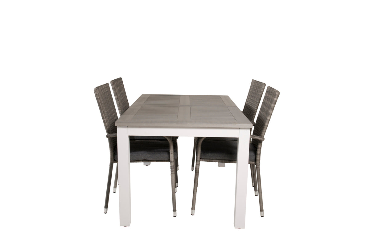 Venture Design Albany & Anna Matbord 152x90 + Matstolar Grå